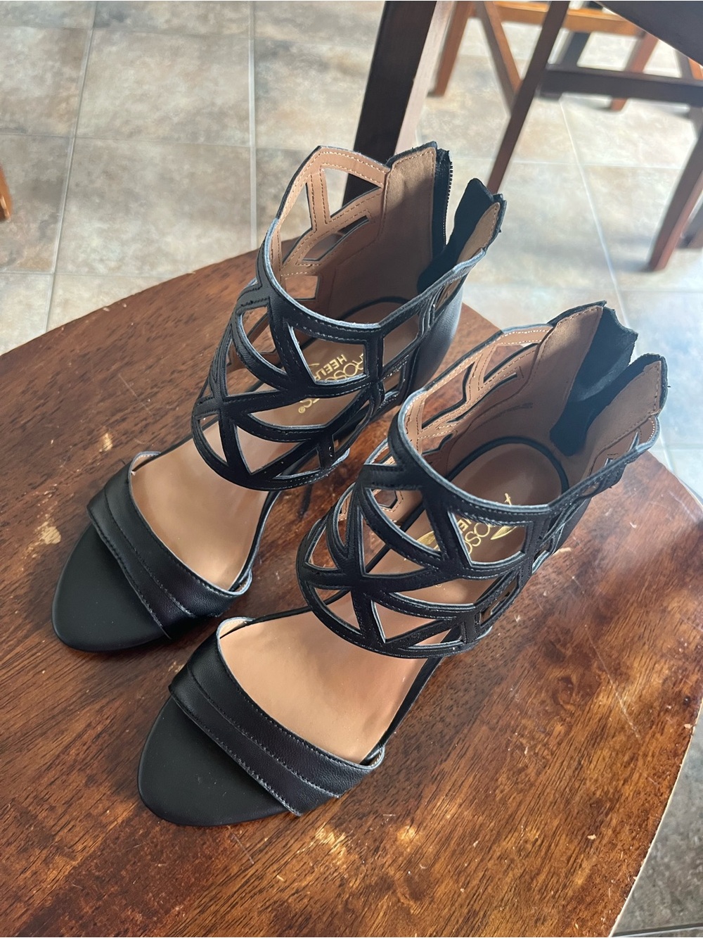 AEROSOLES Black Strappy Cutout Heels